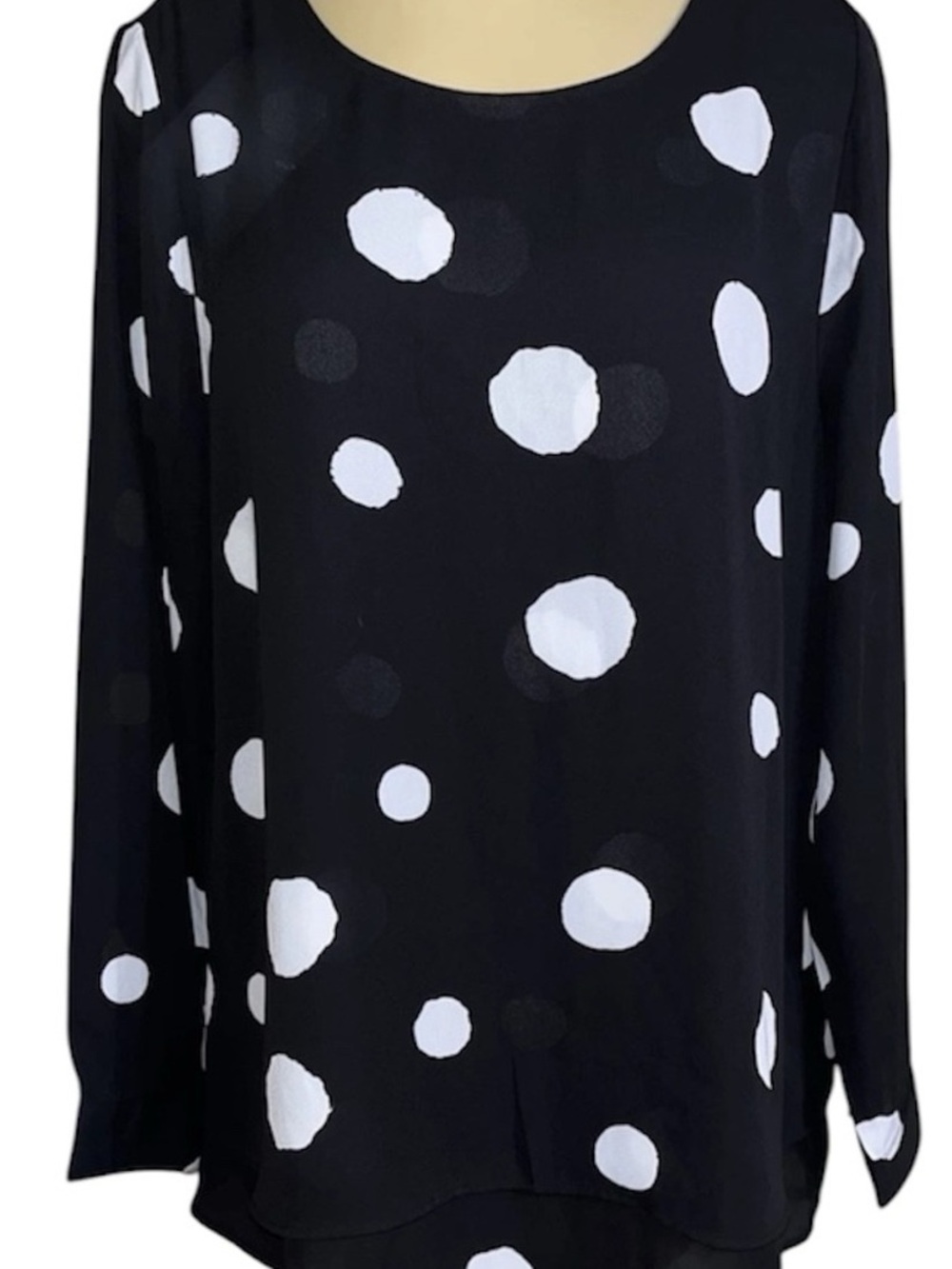 Black & White Polka Dot Long Sleeve Women's Top
